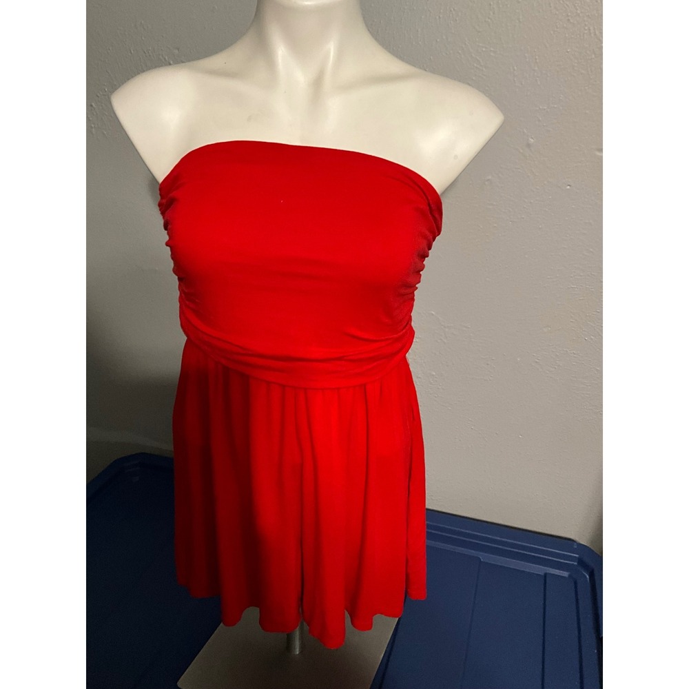 Red Strapless Tube Top Romper Summer Sunsuit Small 4-6 Sleeveless Casual - Picture 2 of 5